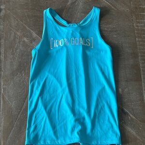 all in motion Teal Girls' Athletic Tank with Metallic '100% GOALS'